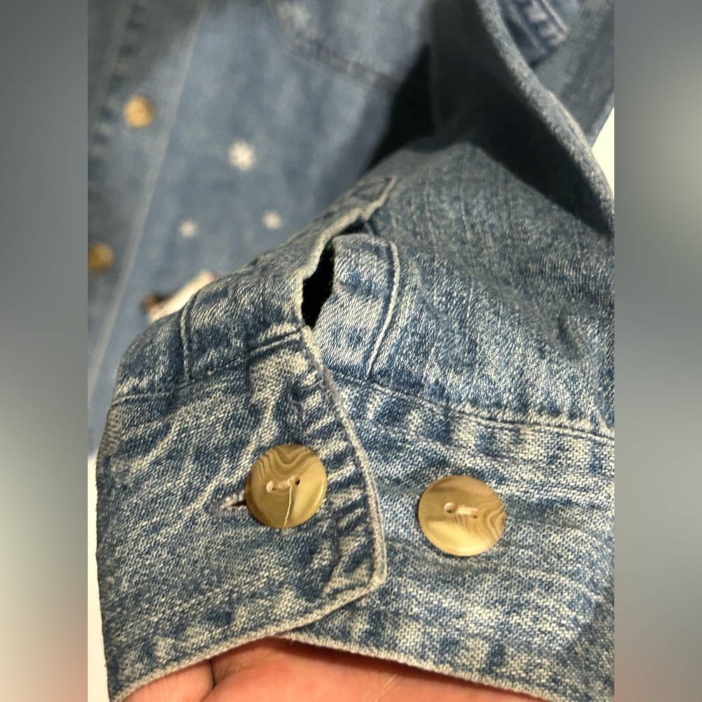 Vintage Christopher and Banks Denim she jacket Shirt Christma s Embroideries, L. - Picture 6 of 9